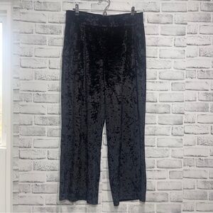 Serra Black Velvet Wide Leg Slant Pockets Pull On Pants Large